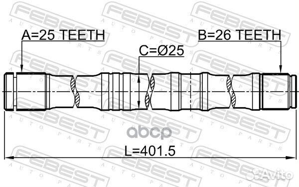 Полуось левая 26x402x25 0112-AZT250LH Febest