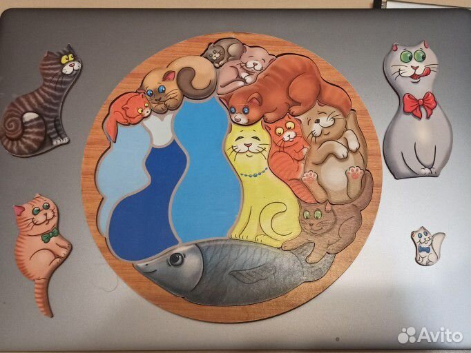 Деревянные пазлы котики