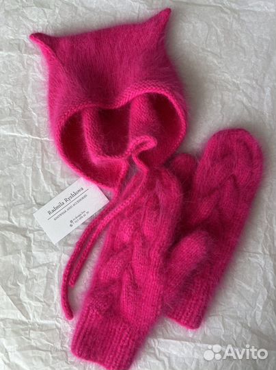 Чепчик вязаный варежки