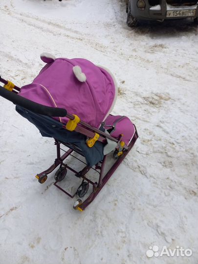 Детские санки коляска зимние