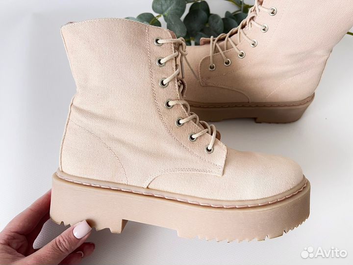 Ботинки женские на высокой подошве текстиль