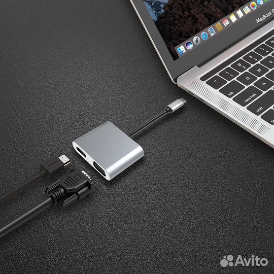 2 - в - 1 USB C в hdmi VGA адаптер док расширения