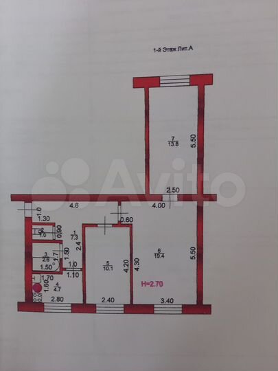 3-к. квартира, 58,7 м², 1/2 эт.