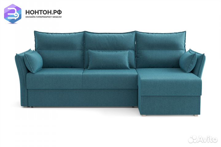 Диван угловой еврокнижка Бруклин голубой