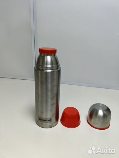 Термос StarWind 20-1000, 1л, серебристый/ красный