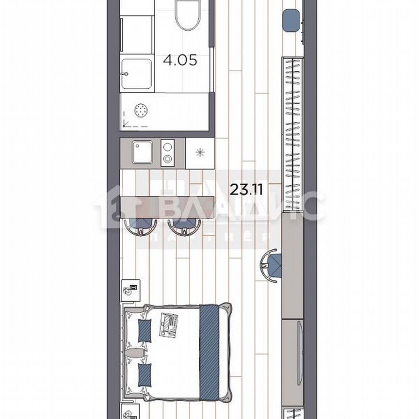 Апартаменты-студия, 24,6 м², 13/14 эт.