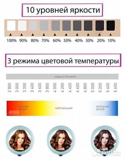 Кольцевая LED-лампа 26 см с напольным штативом