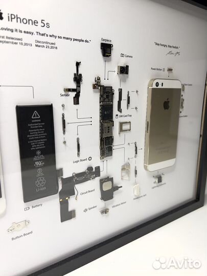 Картина разобранный iPhone 5s в рамке инсталляция