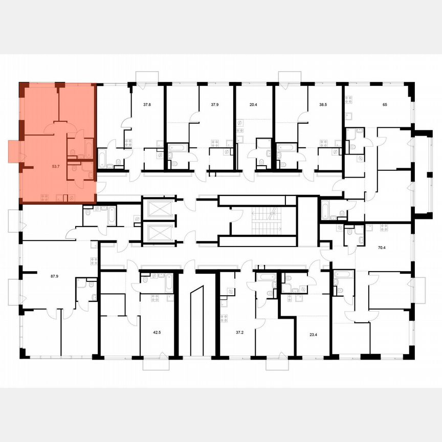 2-к. квартира, 53,7 м², 6/16 эт.