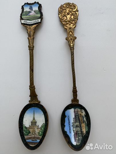 Ложки с видами городов.Горячая эмаль.СССР