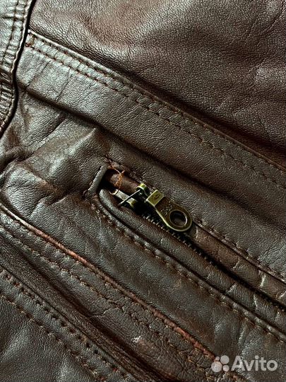 Винтажный кожаный бомбер куртка Diesel Avirex 90