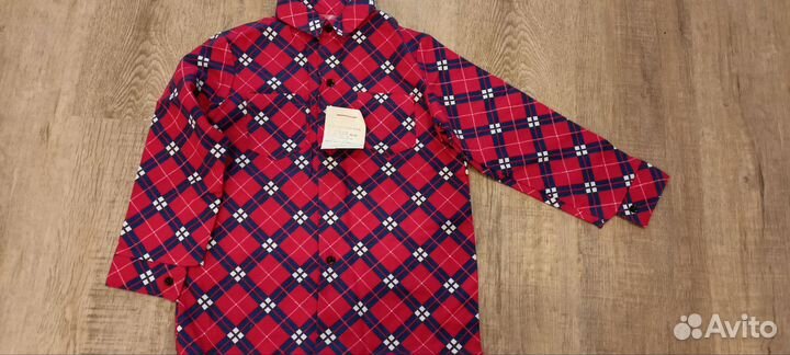 Рубашка в клетку теплая мужская