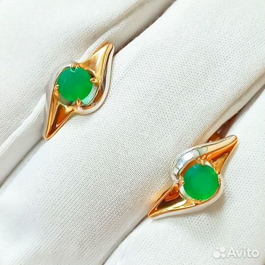 Золотые серьги с фианитом