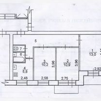 Комната 10,2 м² в 3-к., 2/9 эт.