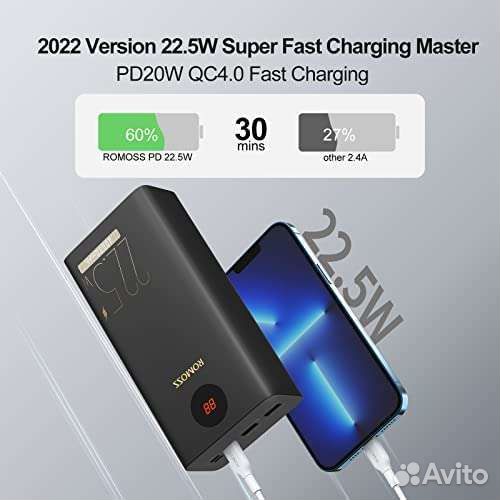 Power bank 40000 мАч 22,5 Вт новый
