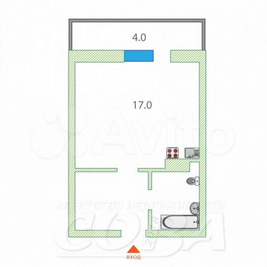 Квартира-студия, 23,2 м², 9/16 эт.