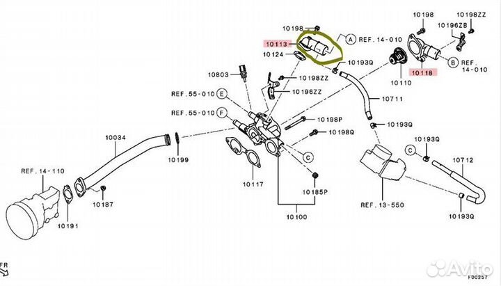 Корпус термостата Mitsubishi Outlander GF0W 4B11