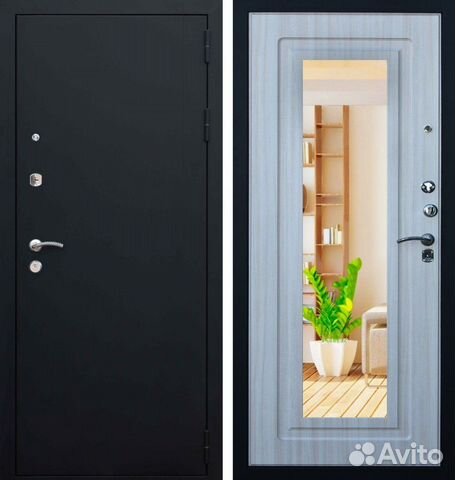 Входная дверь Кондор Престиж зеркало (беленый дуб)