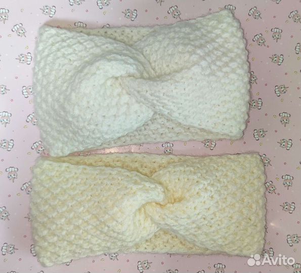 Повязка на голову вязаная демисезонная