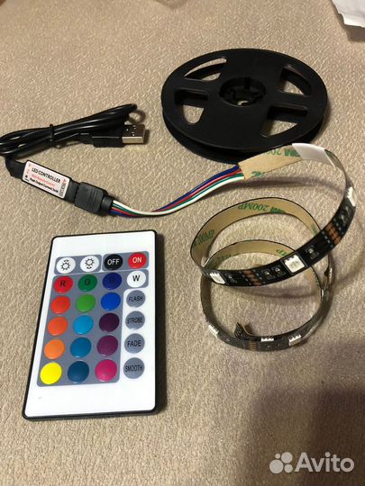 Светодиодная лента rgb 0,5 m с пультом