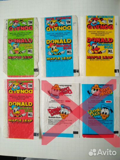 Вкладыши от жвачек 90 х Donald ML