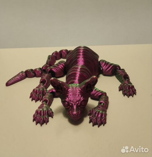 Котёнок сфинкс подвижная игрушка на 3D принтере