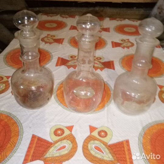 Стеклянные графины,набор 3 шт./СССР