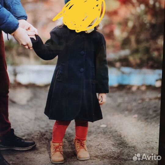 Детское пальто синее