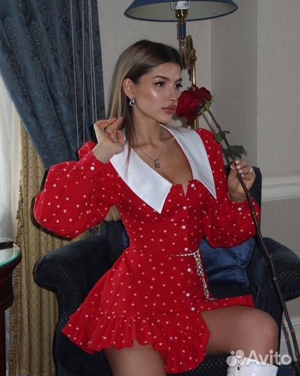 Платье женское мини с воротником