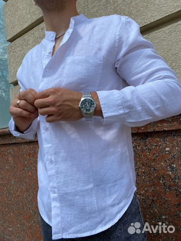 Мужская рубашка белая летняя лен объявление продам