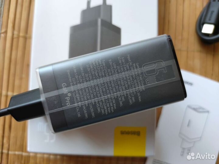 Baseus GaN 65w + Кабель Type-C 100Вт