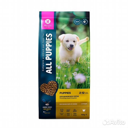 Сухой корм All puppies для щенков, курица, 13 кг