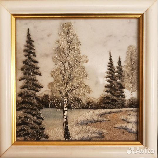 Картина из каменной крошки на мраморе