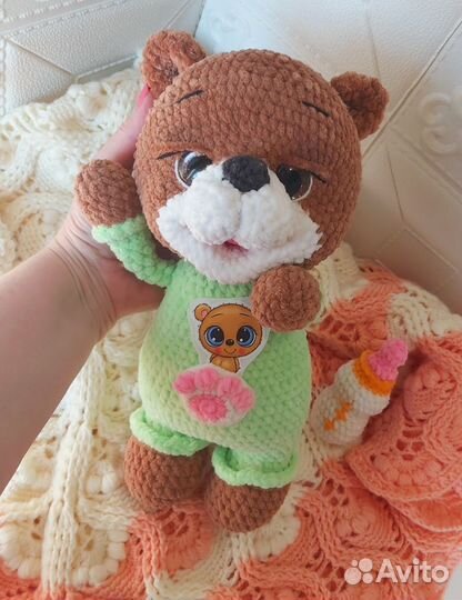 Мишка ручной работы мягкая вязаная игрушка