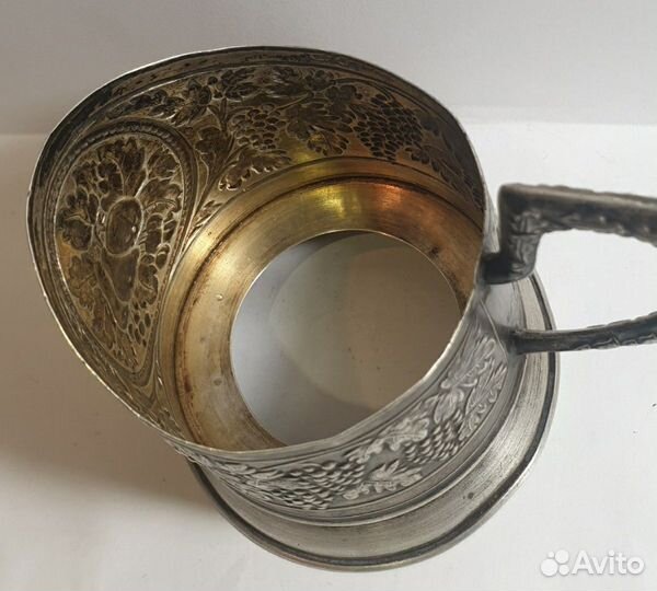 Подстаканник. Серебро 875 пробы,голова. Груши