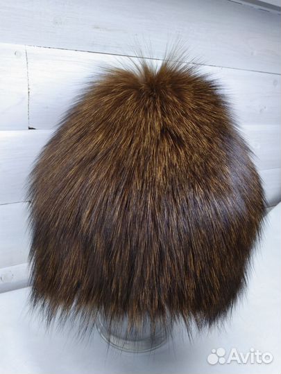 Шапка из вязаного натурального меха песца