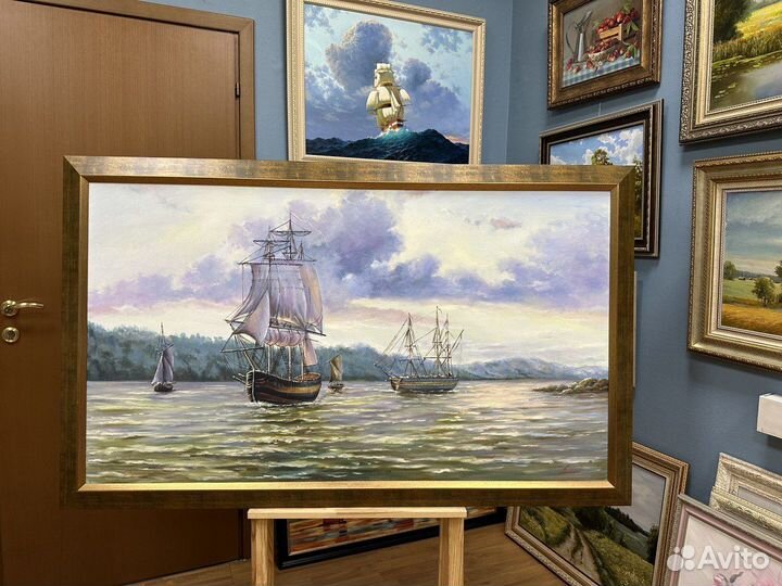 Картина маслом парусник 