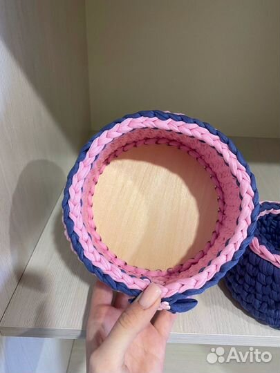 Вязаные корзинки для хранения