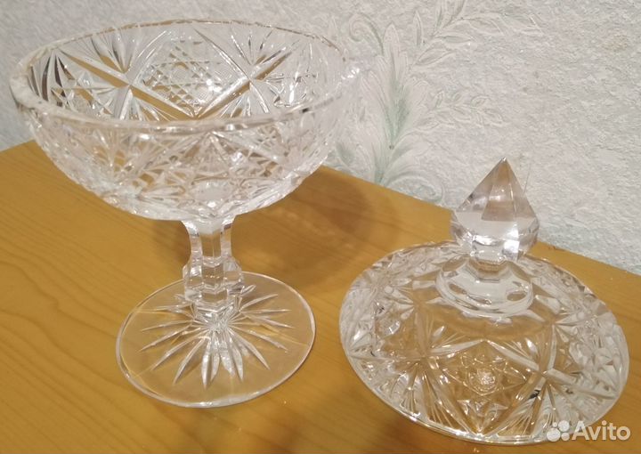 Хрустальные ладьи и конфетницы с крышками, СССР