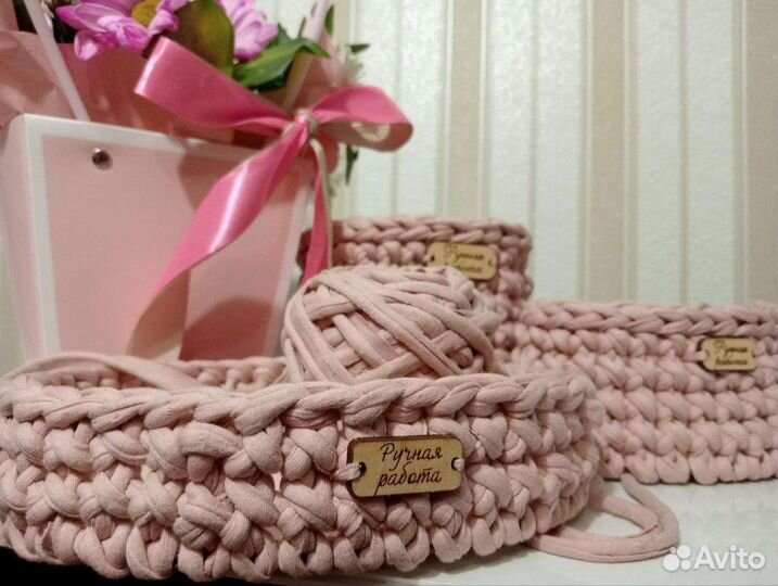 Корзинки из трикотажной пряжи