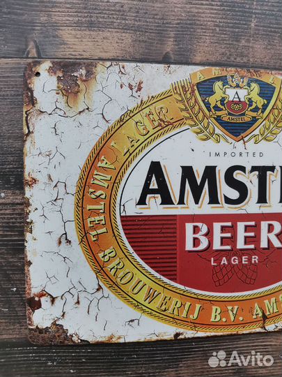 Декор на стену ретро табличка Amstel Beer