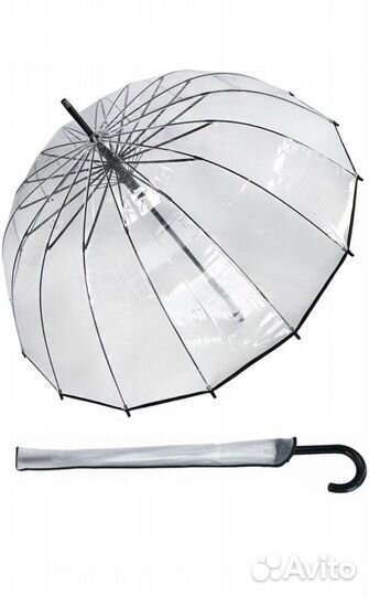 Зонт трость женский прозрачный