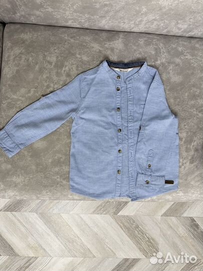 Рубашка h&m 110, сапоги резиновые, жилетка