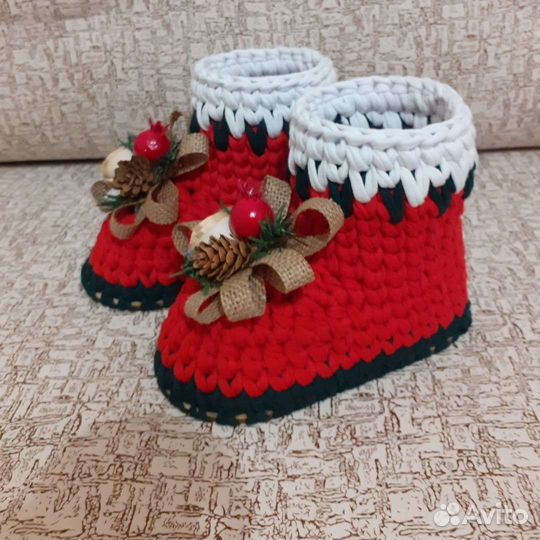 Новогодние сапожки. Ручная работа