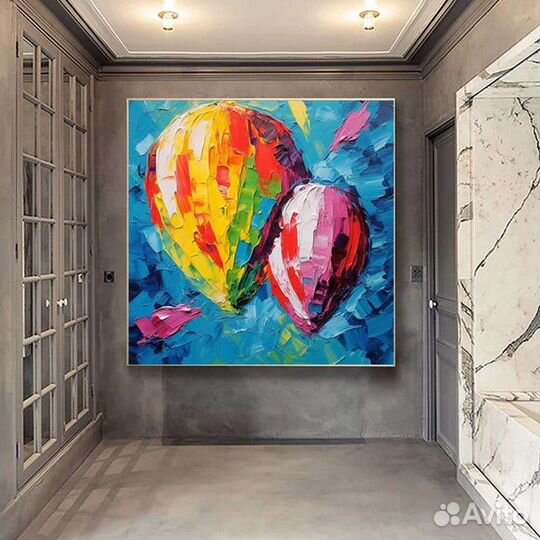 Текстурная картина маслом воздушные шары