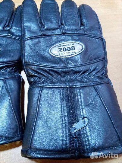 Мужские кожаные перчатки зимние