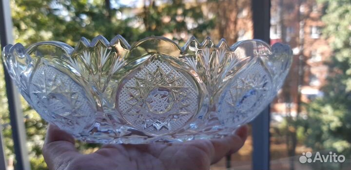 Ваза хрустальная СССР, салатник, ладья