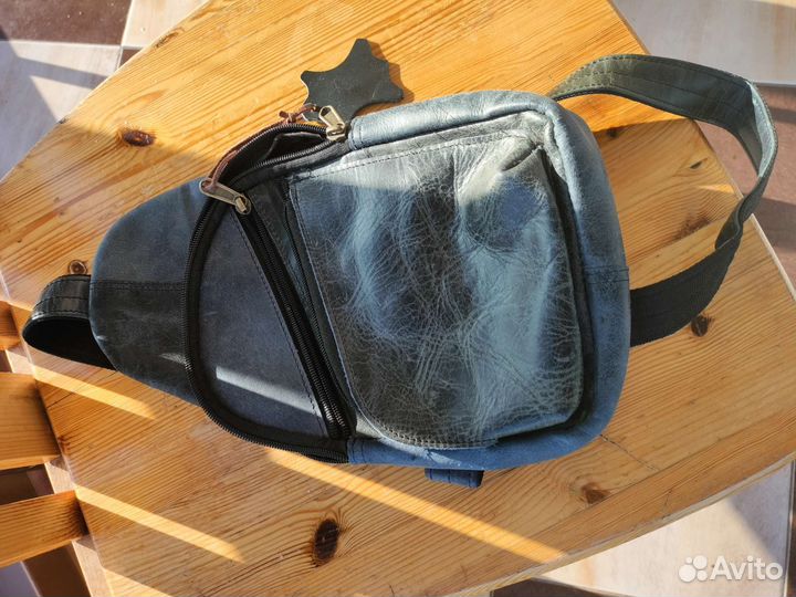 Мужская кожаная сумка через плечо ручной работы