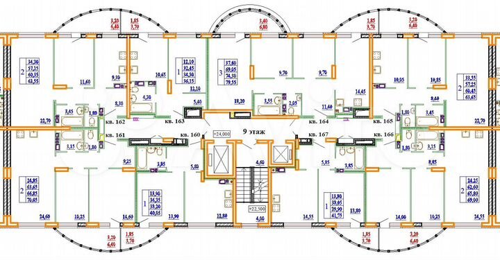 2-к. квартира, 63,7 м², 9/14 эт.