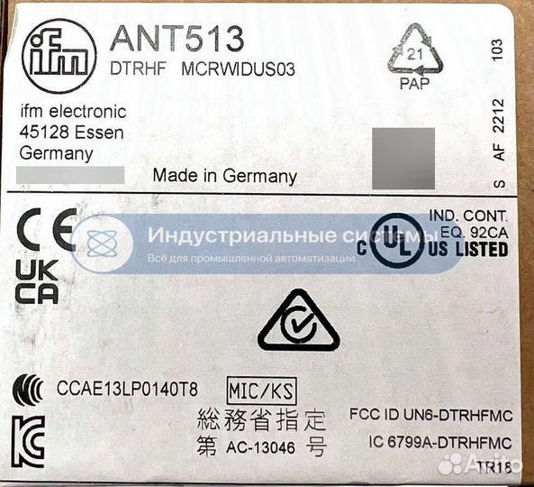 Rfid-головка чтения-записи ifm ANT513 dtrhf mcrwid